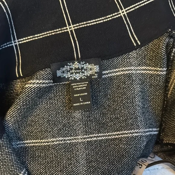 Black and White Bomber Jacket with Windowpane Pattern - Picture 7 of 7